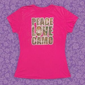 2000s Realtree Y2K Pink "Peace Love Camo" Graphic T-Shirt | Size XL